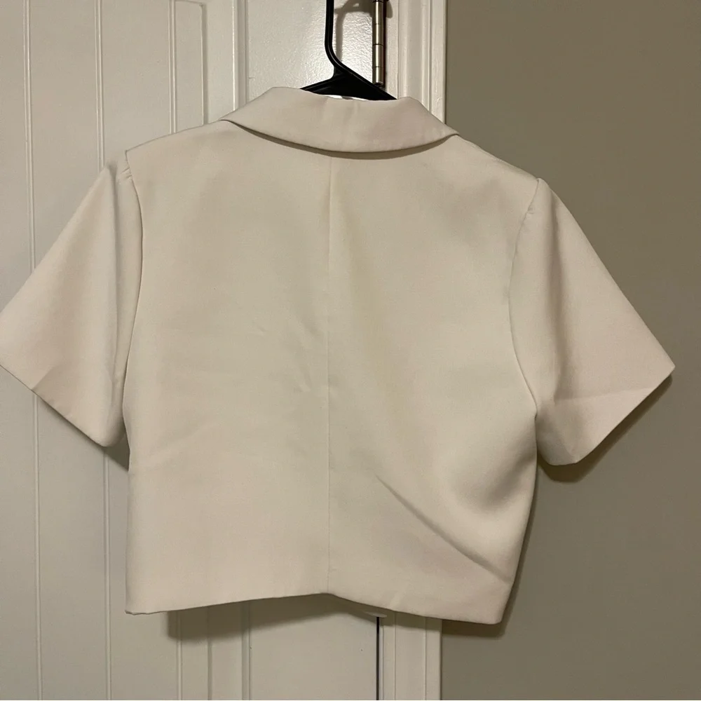 ontwelfth White Cropped Blazer Top